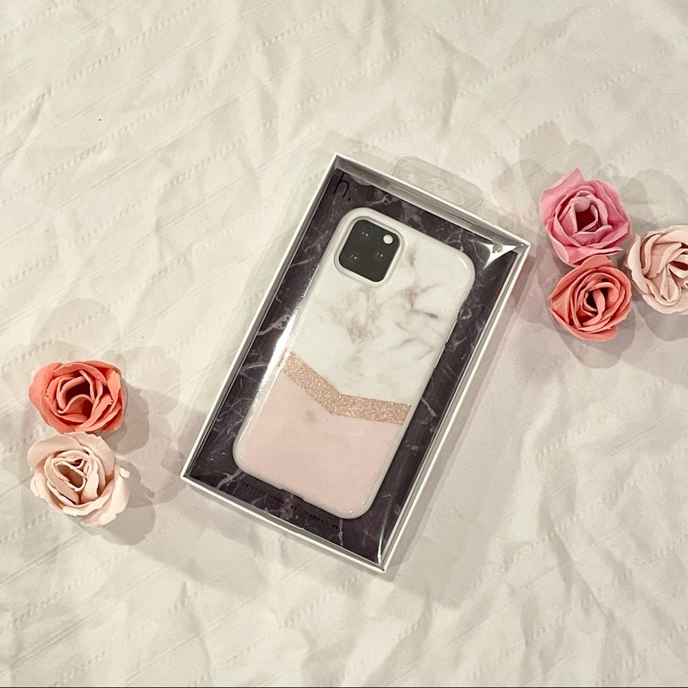 H.X Habitu pink and glitter marble phone case